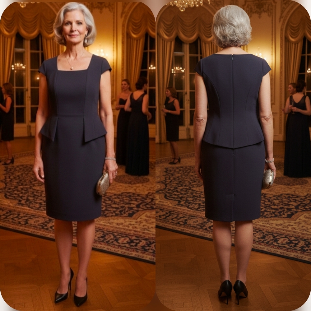 NWT Linea Domani 10 Old Money Wedding Guest Classic Peplum Midi Sheath Dress